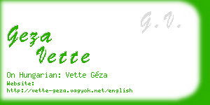 geza vette business card